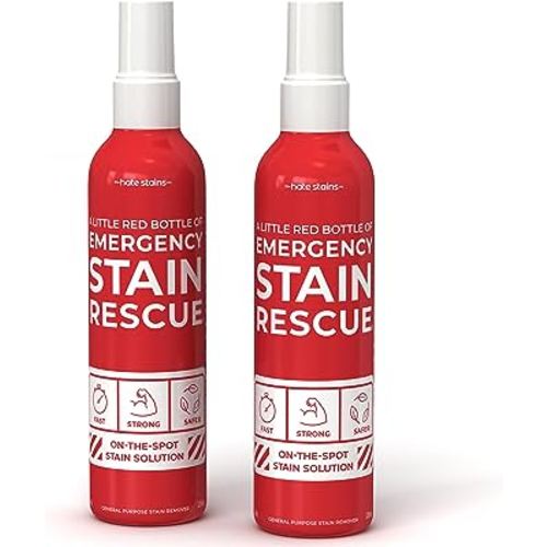 Emergency Stain Rescue Stain Remover Spray - Fast-Acting Spray for Laundry - Carpet Spot Removal & Oil, Grease & Blood Remover for Clothes & Upholstery - 4 Fl Oz (Pack of 2)