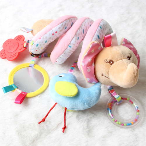 Newborn Car Seat Toys Stroller Toys for Baby 0-6 Months, Cebalnir Spiral Plush Toys Hanging Car Seat Crib Toy for Boy Girls Spiral Hanging Plush Toy Baby Shower Thank You Gift (Delicate)