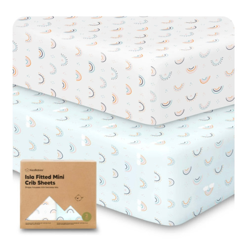 Isla Fitted Mini Crib Sheets - Jolly Rainbow