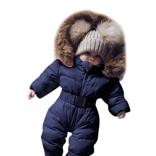 Sawvnm Toddler Snowsuits for 6-9 Months Infant Baby Boy Girl Romper Jacket Hooded Jumpsuit Warm Coat Outerwear Winter Snow Suits for Girls