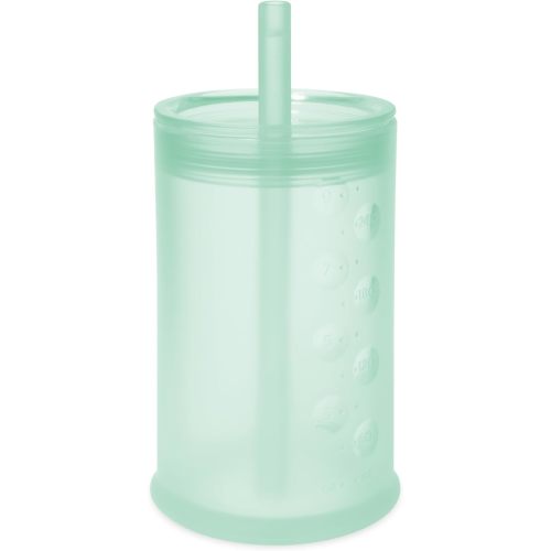 Olababy Clear View Silicone Training Cup with Straw Lid | Toddler Sippy Trainer 12mo+ | Unbreakable Water Drinking Cups for Kids 2yr+ | Baby Led Weaning & Feeding Supplies (Mint, 9 oz)