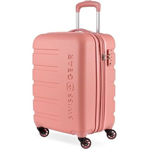 SwissGear 7366 Signature Hardside Expandable Luggage with Spinner Wheels, TSA Lock, Cup-Holder, Coral Almond, Carry-On 19-Inch