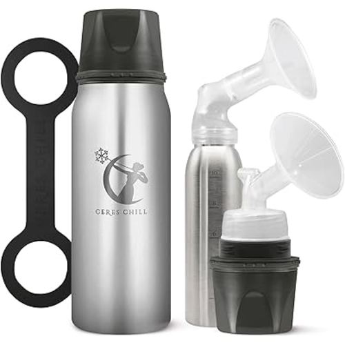 CERES CHILL OG Breastmilk Chiller & Warmer – 12–34oz Portable Breast Milk Cooler, Storage & Baby Bottle for Travel, Work or On-The-Go – Pump Compatible Container – Per My Last Email Steel