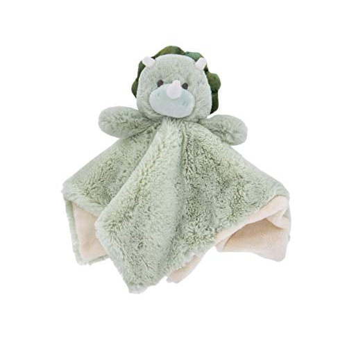 K. Luxe Baby Security Blanket Lovey with Rattle (Green Dinosaur)