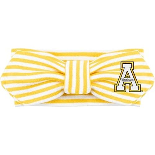 Creative Knitwear Appalachian State Mountaineers Infant Girls Gold/White Striped Hair Knot Headband Embroidered Logo - Size Newborn - 4T