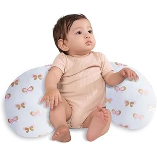 Little Grape Land Nursing Pillow, Upgraded Breast Feeding Pillow for Mom, Breastfeeding & Bottle Feeding for 0–16 Months, Machine Washable Cover with Firm Breathable Filling for Tummy Time, Butterfly