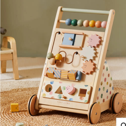 Tiny Land® Versatile Natural Wooden Baby Walker