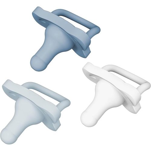Dr. Brown's HappyPaci 100% Silicone Baby Pacifier, Contoured One-Piece Design, Blue/Light Blue/White, 0-6m, BPA-Free, 4-Pack
