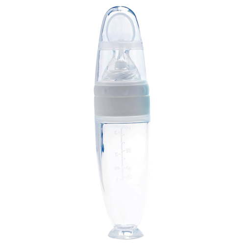 KDFWDM Baby Food Feeder 3oz Silicone Baby Spoon Baby Food Spoon Dispenser Baby Food Dispensing Spoon with Standing Base for Infant Dispensing and Feeding, Training Silicone Spoonfood Supplement Bottle