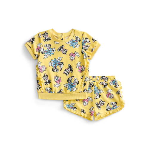 Disney Pets Baby Girls Matching Print Ruffle Top and Shorts Set, 2-Piece, Sizes 0/3M-24M