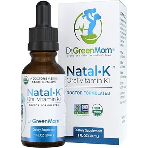 Dr. Green Mom Natal K Oral Vitamin K1 Drops for Newborns | Organic Phytonadione in MCT Oil | Natural VIT K for Babies to Support Blood Clotting