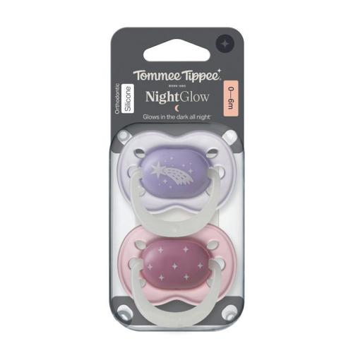 Tommee Tippee NightGlow Soother 0-6 Months 2 Pack Assorted Colours
