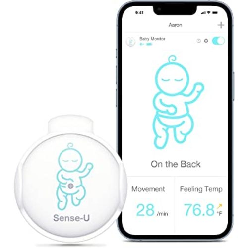 Sense-U Smart Baby Monitor with Real-time Notifications of No Abdominal Movement, Rollover, High/Low Feeling Temperatures, on Smartphone, Green