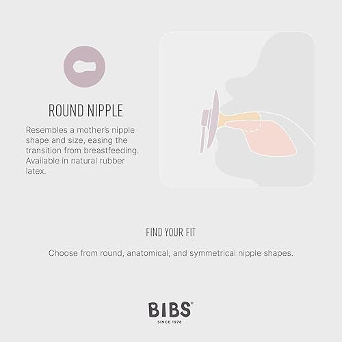 BIBS Colour Pacifier 4-Pack, BPA Free Dummy Pacifier, Round Nipple. Natural Rubber Latex, Made in Denmark, Size 1 (0-6 Months), Ivory