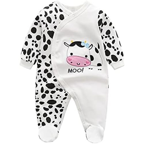 Baby One Piece Romper Soft Cotton Sleepwear Footed Jumpsuit for 0-12 Month Infant