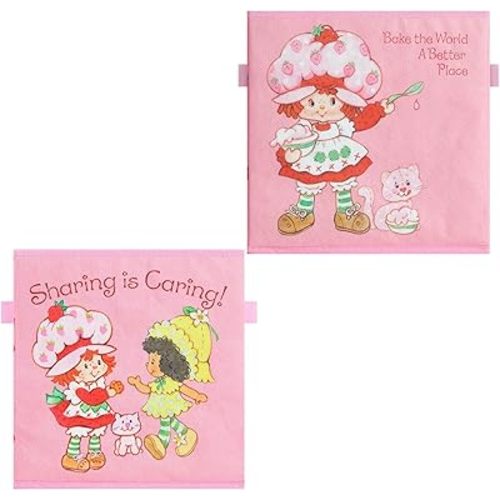 Strawberry Shortcake Storage Cubes for Kids,2 Pack 10"x10" Collapsible Fabric Bins with Handles, Organizer Boxes with Handles for Bedroom, Playroom & Nursery