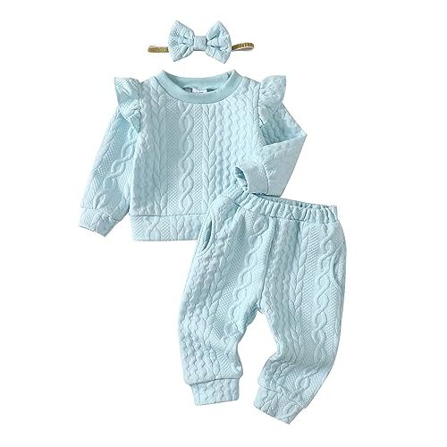 Mioglrie Toddler Baby Girl Clothes Fall Winter Sweatsuit Newborn Sweatshirt Sweat Pant Sets Outfits Infant Girls Clothing