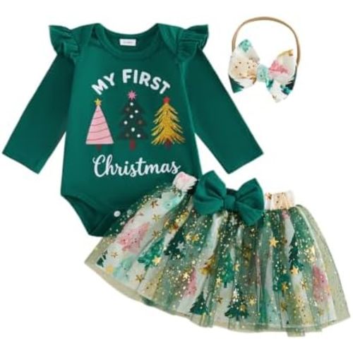 Baby Girl Christmas Outfit Newborn Infant First Christmas Dress Tutu Skirt