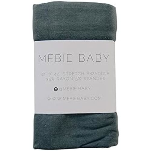 Mebie Baby Charcoal Stretch Swaddle, Modern and Neutral Swaddle Blanket for Baby Girl, Soft Baby Blankets, Newborn Swaddle Blanket, 0-3 Month, Comfy Wrap, Baby Essentials & Gifts (47" x 47")