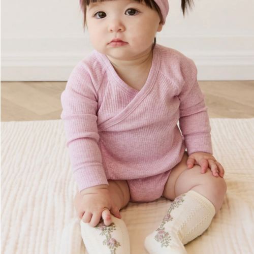 Organic Cotton Modal Marina Long Sleeve Bodysuit - Orchid Marle – Jamie Kay USA