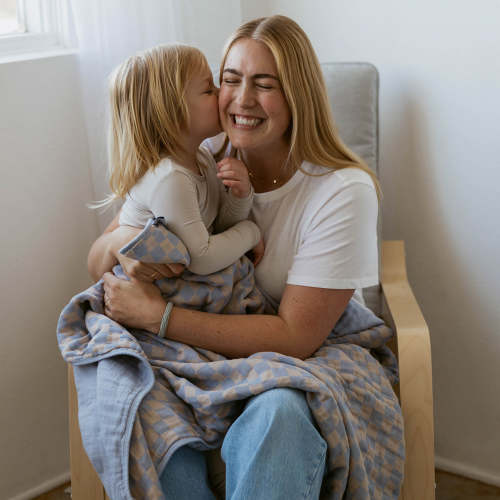 Stormy Blue Checker Quilt