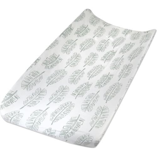 HonestBaby Organic Cotton Changing Pad Cover, Jumbo Leaf Sage, One Size