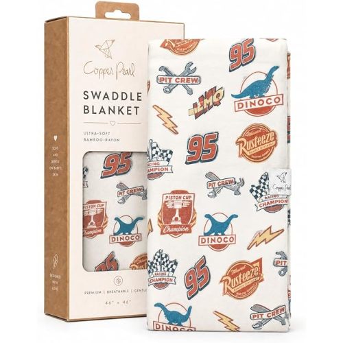 Copper Pearl Swaddle Blankets for Newborns | Soft Stretchy Receiving Blankets for Boys and Girls | Large 46 x 46 Inch Baby Blankets | Lightweight and Breathable Swaddles |Disney Pixar Bumper Stickers
