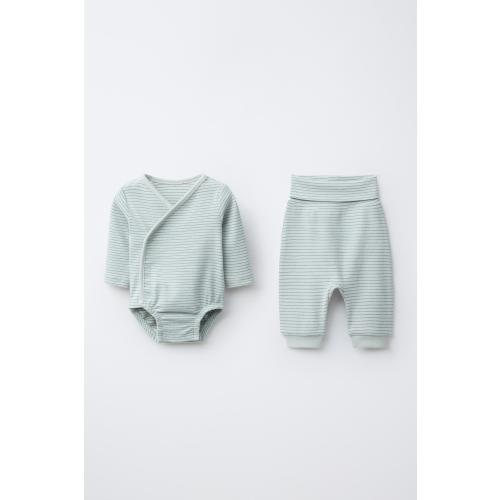 STRIPED SAORUEL BODYSUIT AND PANTS SET - Greenish | ZARA United States