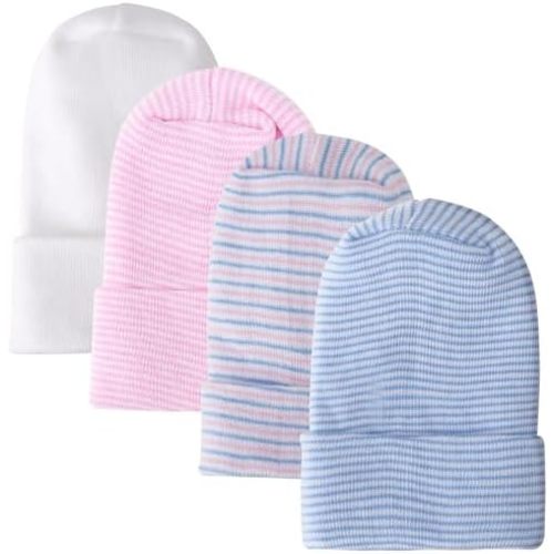 DRESHOW BQUBO 4 Pack Newborn Hospital Hat Infant Baby Hat Cap with Big Bow Soft Cute Knot Nursery Beanie