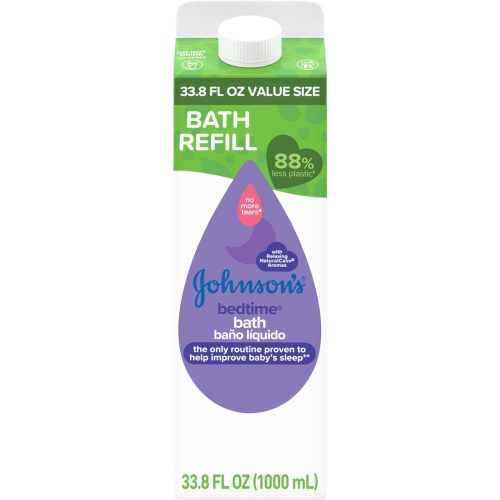 Johnson's Baby Bedtime Bath with Relaxing & Soothing NaturalCalm Aromas, Hypoallergenic, Gentle & Tear-Free Nighttime Baby Bath Essential, Floral Scent, Value Size Refill, 33.8 fl. oz