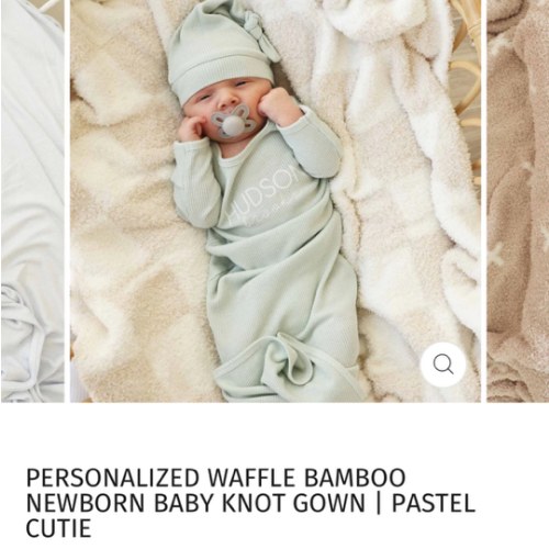 Personalized Waffle Bamboo Newborn Baby Knot Gown in Pastel Cutie | Caden Lane