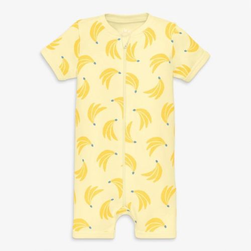Primary Baby Organic Zip Shortie In Bananas In Light Banana Bananas Size 6-9 Months