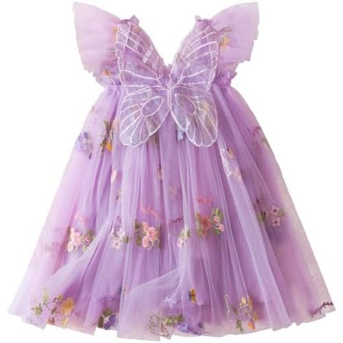 NNJXD Baby Girl Tulle Dress Casual Flower Embroidery Toddler Dresses