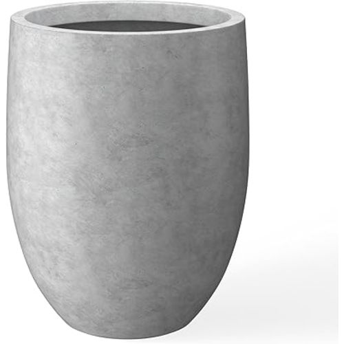 Kante 21.7" H Natural Concrete Tall Planter, Large Outdoor Indoor Decorative Pot with Drainage Hole and Rubber Plug, Modern Round Taper Style for Home and Patio