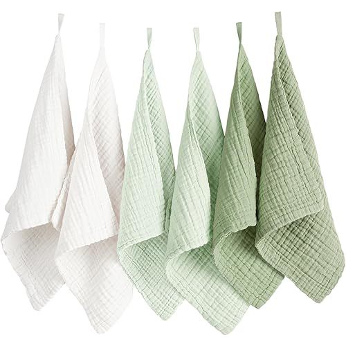 Konssy 6 Pack Face Cloths, Soft Wash Cloth for Washing Face, Cotton Face Towels for Sensitive Skin Women Facial Makeup Remover Reusable Absorbent Washcloths (11 x 11 Inch)