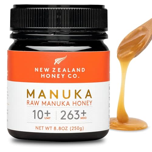 New Zealand Honey Co. Raw Manuka Honey UMF 10+ | MGO 263+ | UMF Certified Monofloral New Zealand Honey for Daily Wellness, Family, Skin Care & Dogs - 8.8oz / 250g