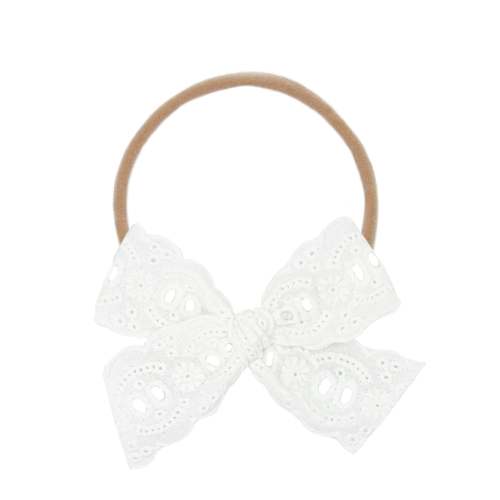 Lace Bow - White Daisy Eyelet Headband