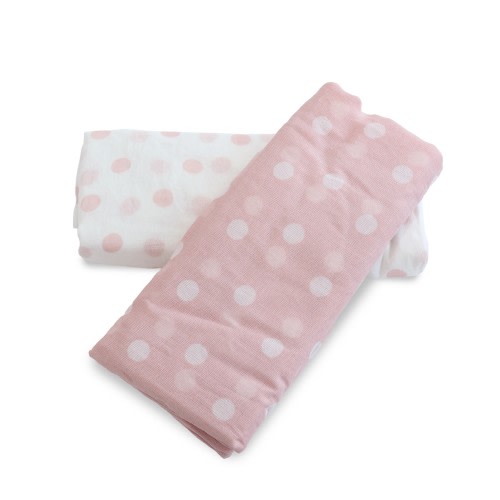 Bubba Blue Muslin Wraps 2 Pack Blossom Polka Dots