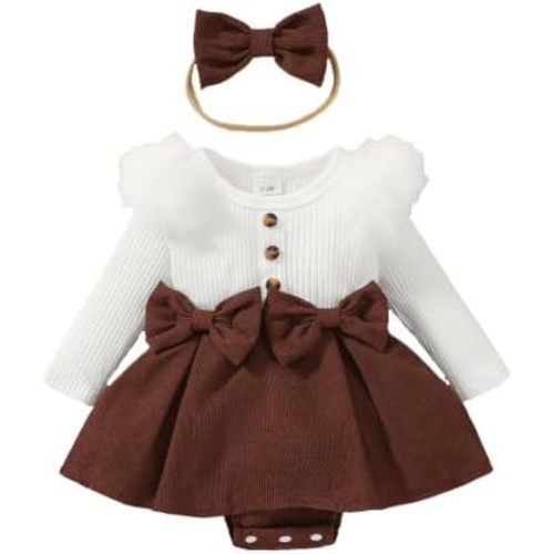 Newborn Baby Girl Plaid Fall Winter Romper Dress Outfits 0-18 M