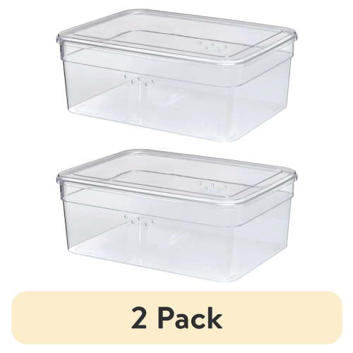 (2 pack) Mainstays Clear Glossy Plastic Extra Wide Closet Storage Shoe Organizer Shoe Box with Lid for Shoe Storage