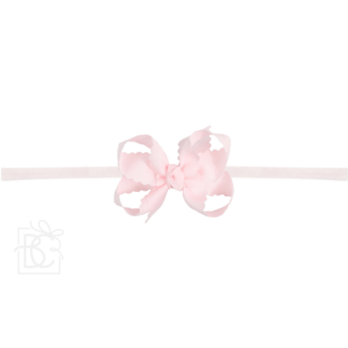Thin Pantyhose Headband with Scalloped Edge Bow - Beyond Creations