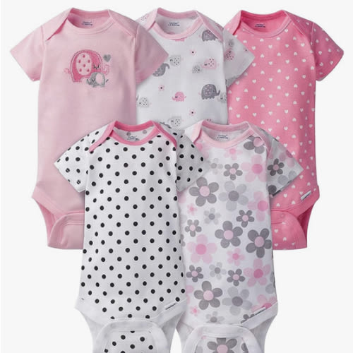 Gerber baby-girls 5-pack Short Sleeve Variety Onesies Bodysuits