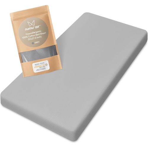 NUMU Air Breathe-Through Fitted Bedsheet for The numu air Baby Sleep Surface, (Gray)