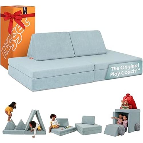 Nugget - The Original Play Couch for Kids - Modular Foam Children's Sofa for Playroom, Imagination, & Creative Open Ended Play - Washable & Convertible Playroom Furniture, Surfside