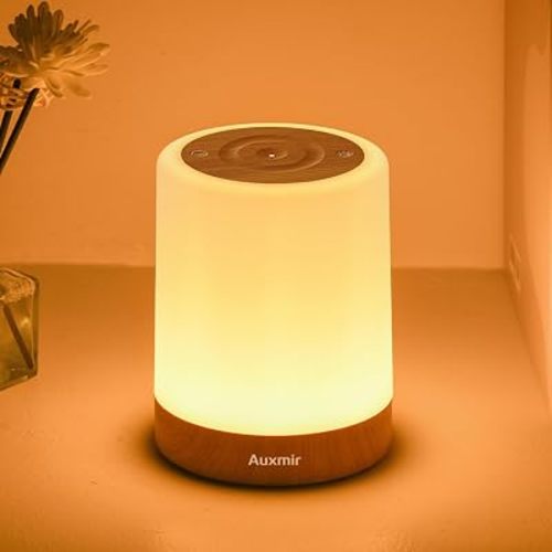Auxmir LED Night Light for Kids Baby Bedside Lamp Touch Dimmable Tabletop RGB Colors Changing 5 Brightness Adjustable Rechargeable Portable Lamp for Bedroom Living Room Outdoor Camping