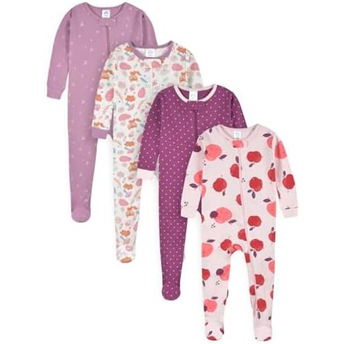 Gerber Baby Girls 4-pack Footed Pajamas