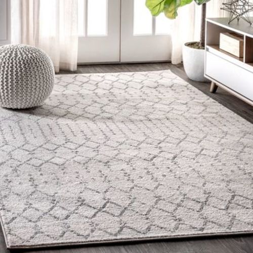 JONATHAN Y Moroccan HYPE Boho Vintage Diamond Cream/Gray 8 ft. x 10 ft. Area Rug, Non-Shedding, Easy-Clean, Durable Synthetic Fibers