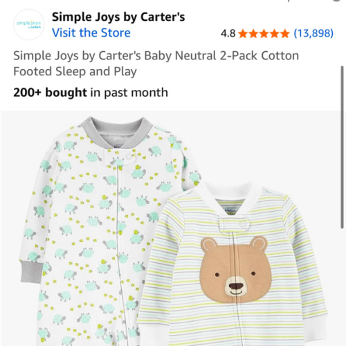 Simple Joys by Carter's Baby Neutral 2-Pack Cotton Footed Sleep and Play