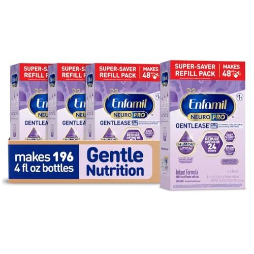 Enfamil NeuroPro Gentlease Baby Formula, Brain Building DHA, HuMO6 Immune Blend, Designed to Reduce Fussiness, Crying, Gas & Spit-up in 24 Hrs, has Prebiotics to Promote Softer Stools, Baby Milk, 30.4 Oz (Pack of 4)
