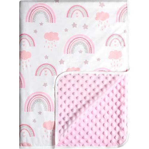 GUNTAIL Baby Blankets for Boys or Girls, Super Soft Nursery Crib Blanket, Newborn Blanket with Double Layer, Dotted Backing, Lightweight Baby Crib Blanket, 30 * 40 inche (Rainbow)